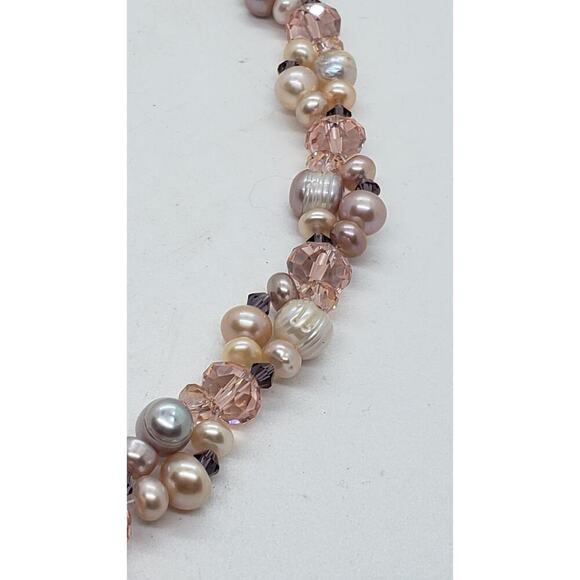 Vintage Genuine Pearl & Crystal Bead Necklace & Earrings Set Germany - Picture 2 of 8